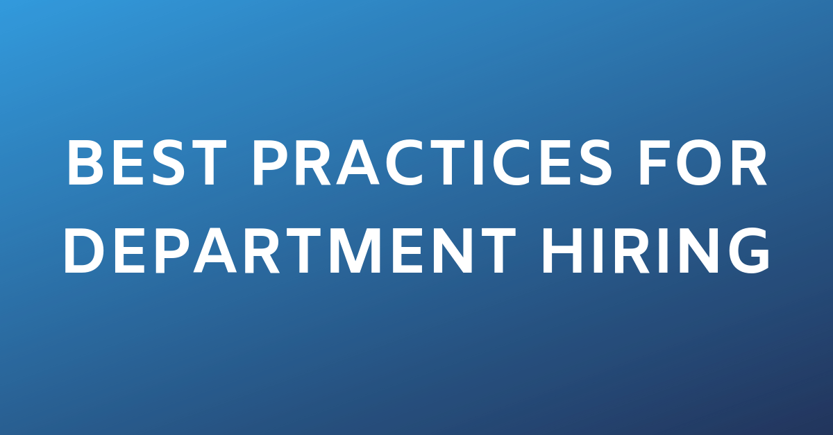 Best Practices for Departments Best Practices for Departments